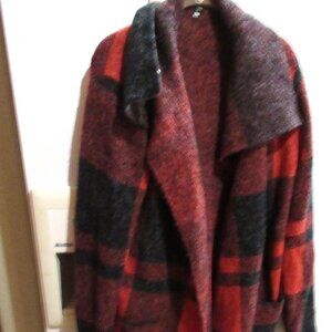 maxsport Long Plaid Coatigan sweatercoat  Sweater M red gray